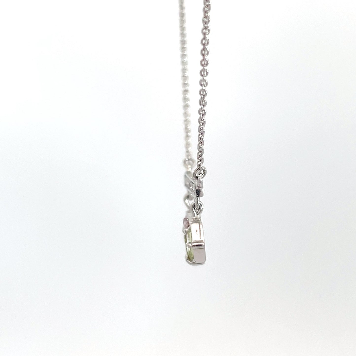 9ct White Gold 5 Rose Cut Sapphire and Diamond Necklace