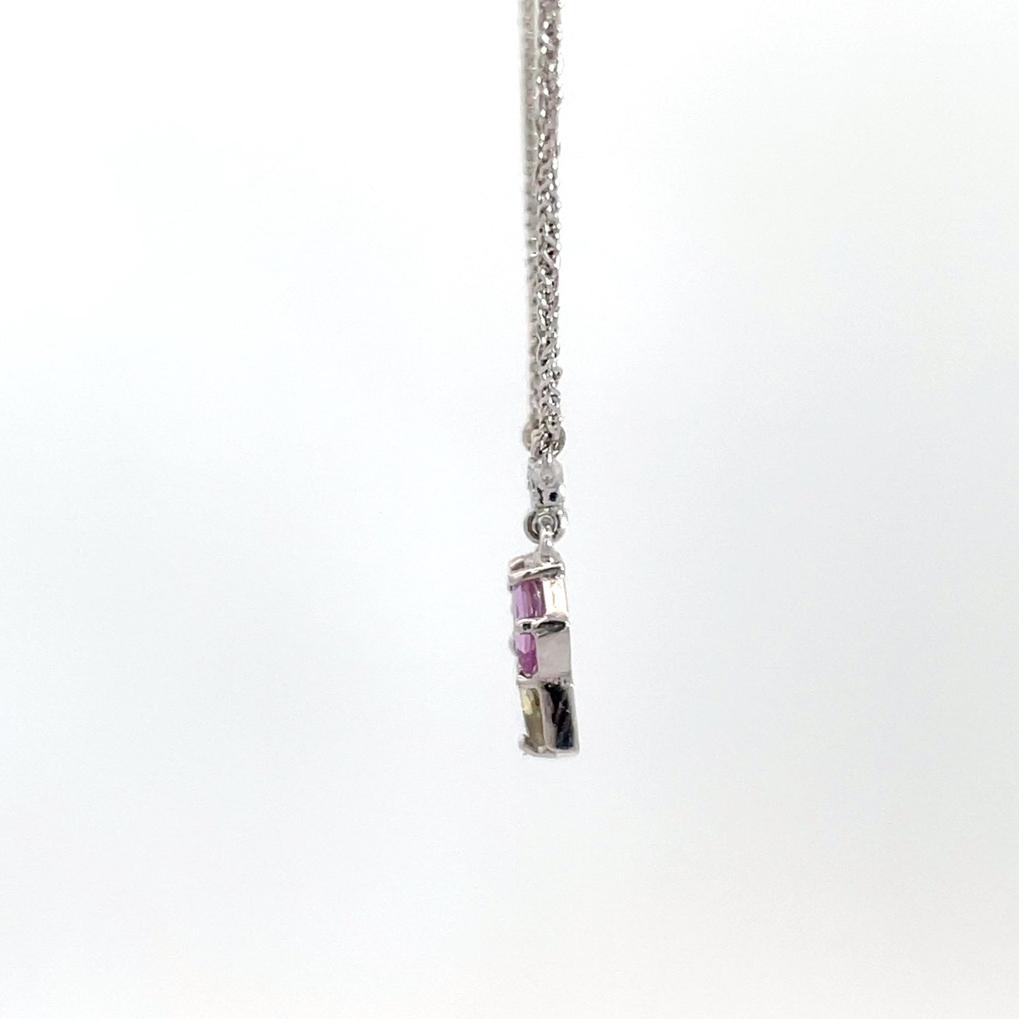 9ct White Gold 3 Rose Cut Sapphire and Diamond Pendant