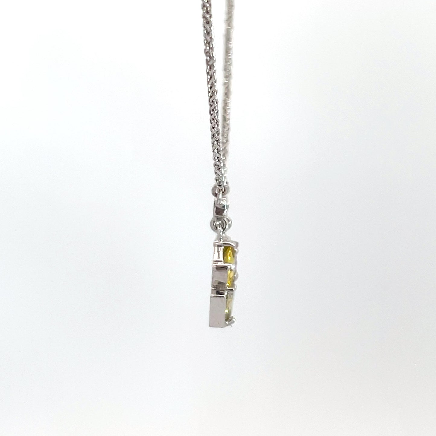 9ct White Gold 3 Rose Cut Sapphire and Diamond Pendant
