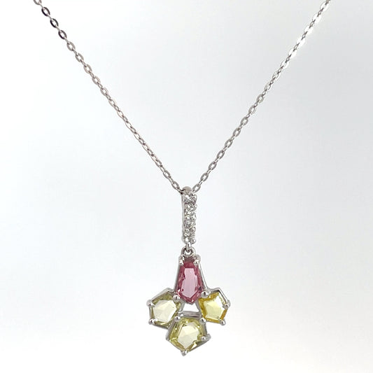 9ct White Gold 4 Rose Cut Sapphire Necklace