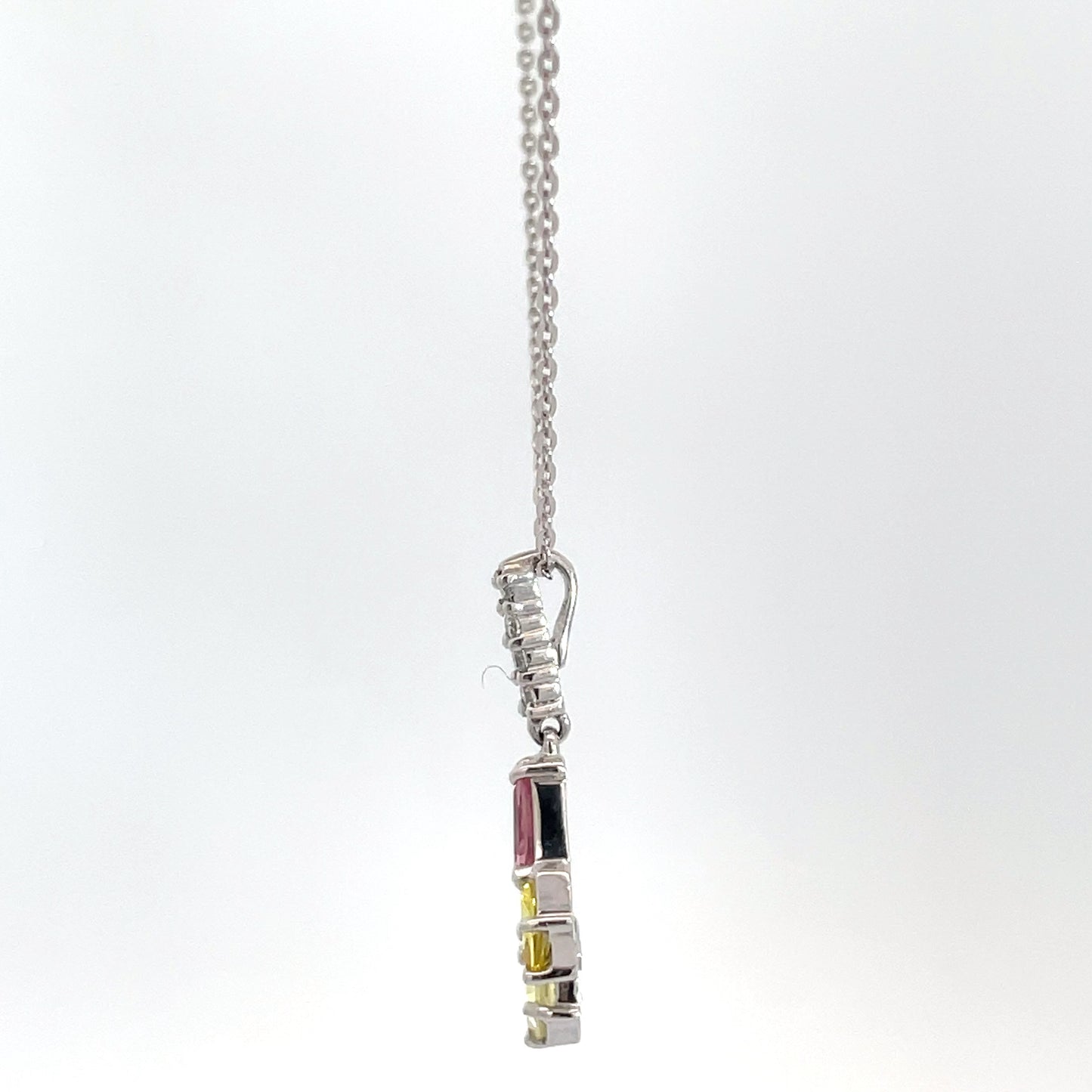 9ct White Gold 4 Rose Cut Sapphire Necklace