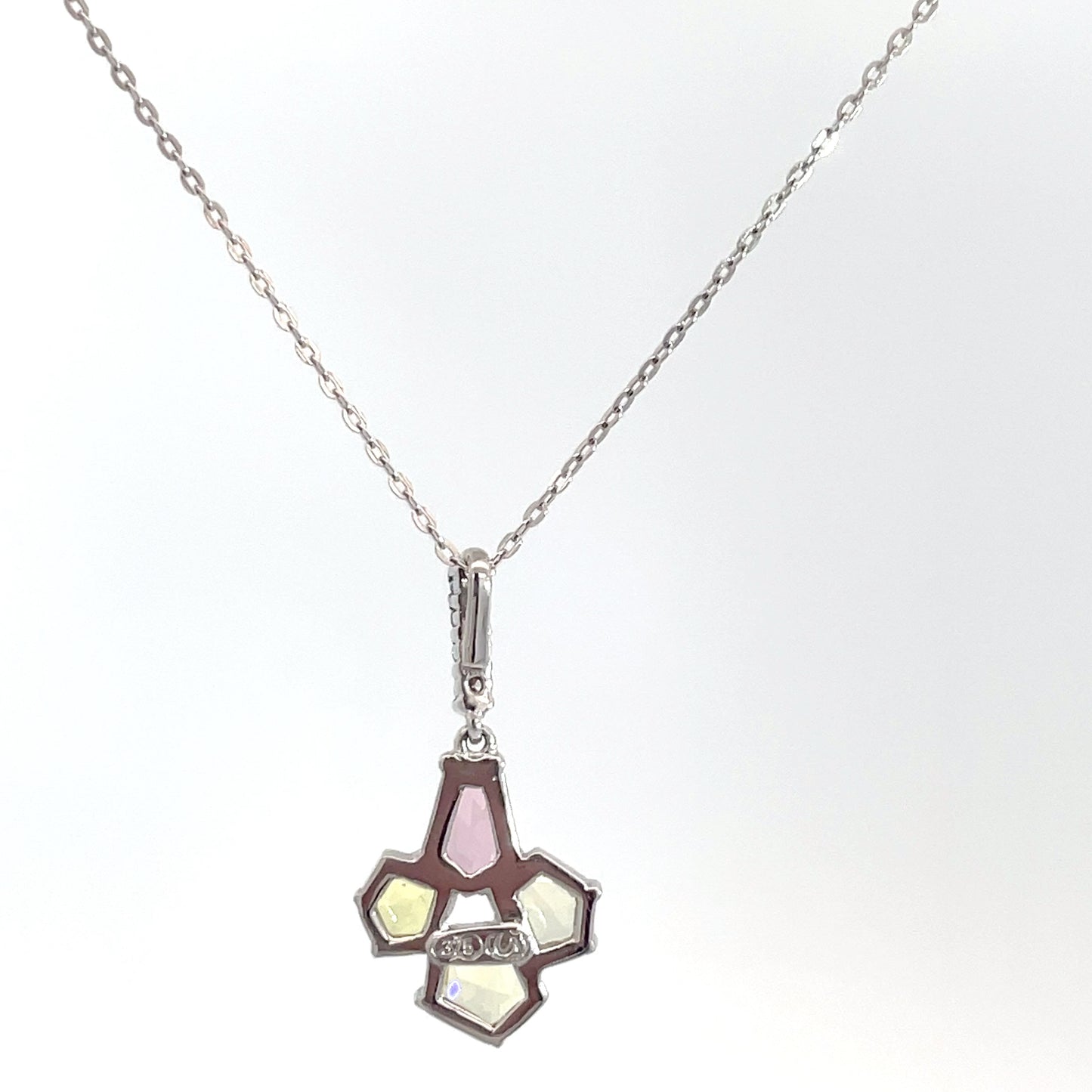 9ct White Gold 4 Rose Cut Sapphire Necklace