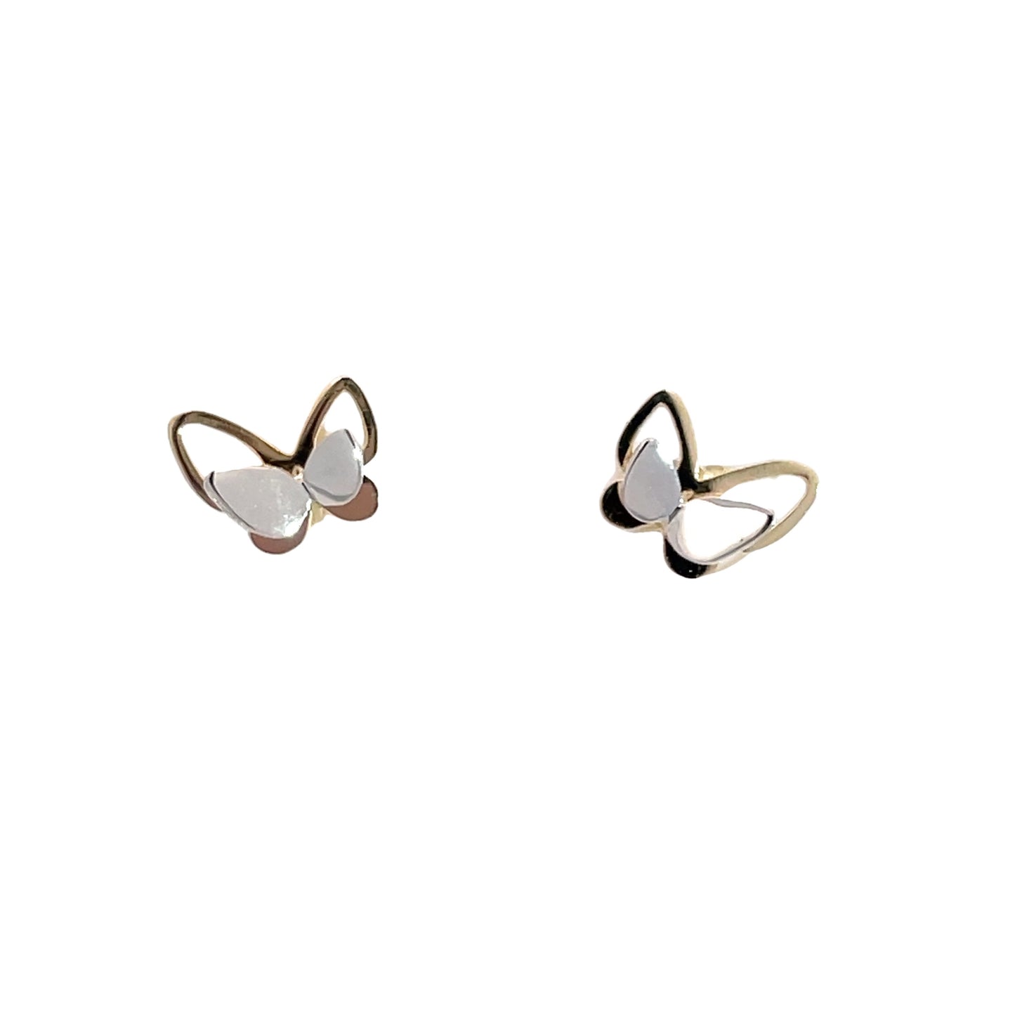 9ct Yellow & White Gold Butterfly Studs