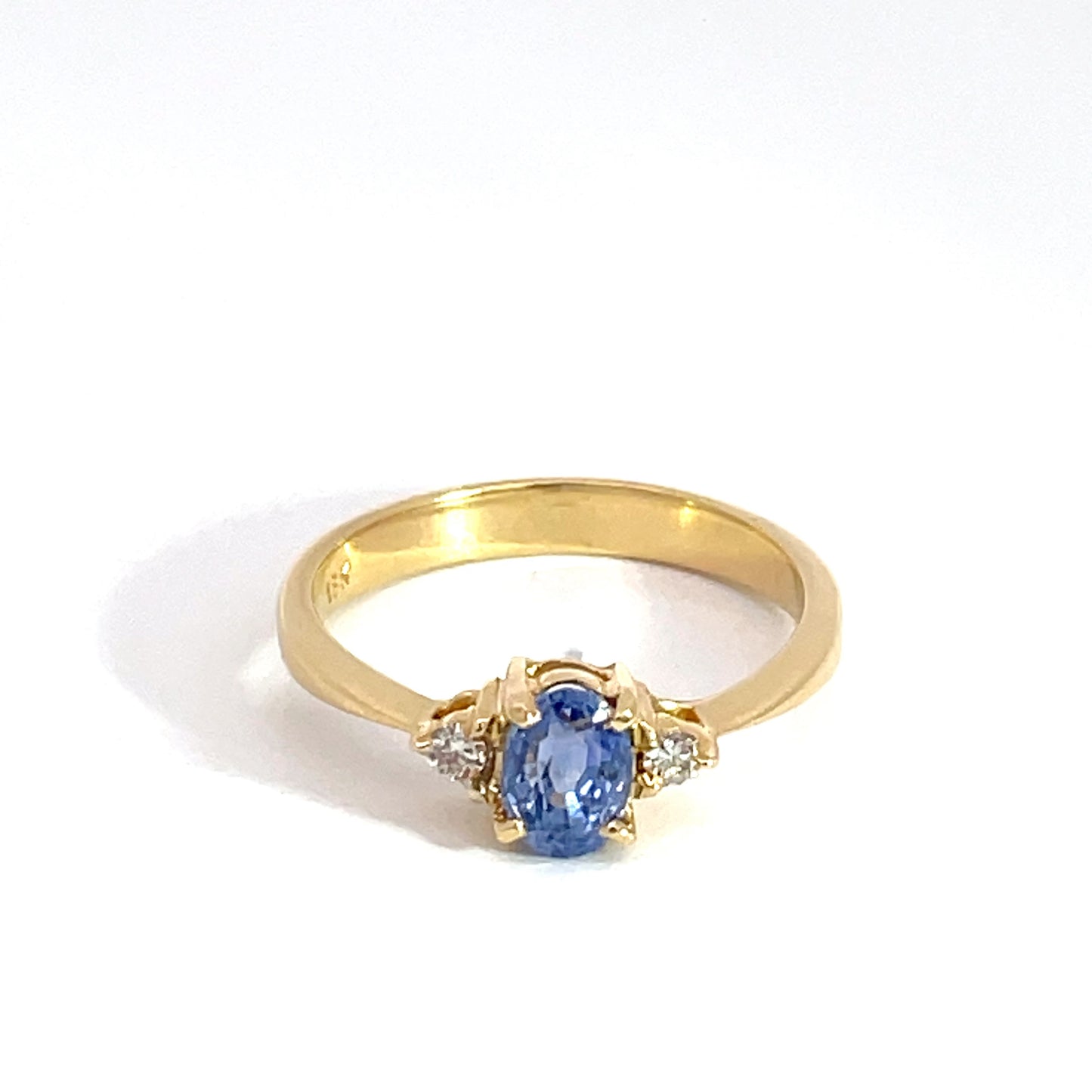 18ct Yellow Gold Oval Sapphire and Diamond Ring