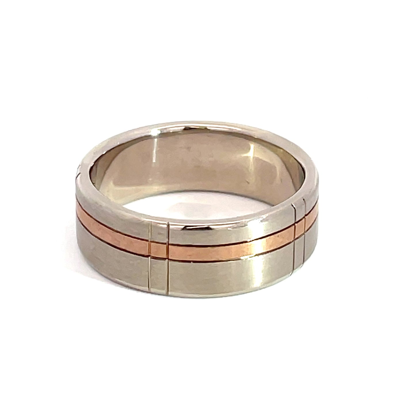 18ct White and Rose Gold Matt Ring