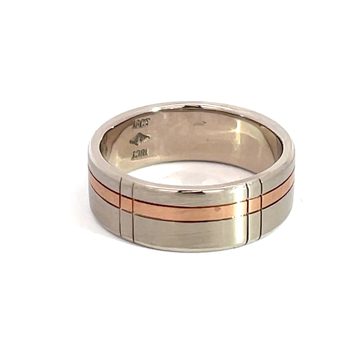 18ct White and Rose Gold Matt Ring