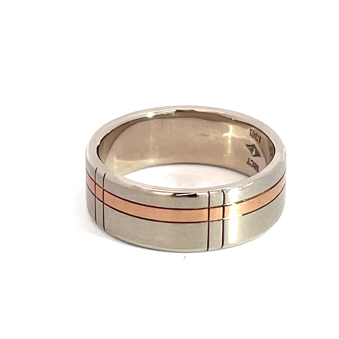 18ct White and Rose Gold Matt Ring