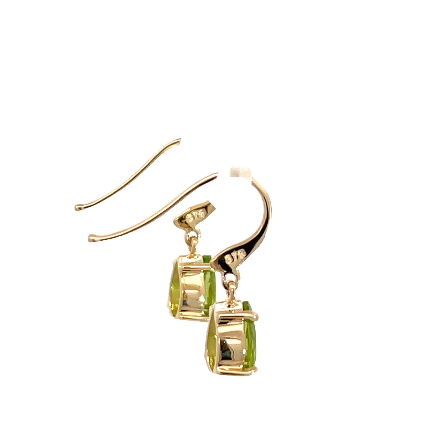 9ct Yellow Gold Peridot Drop Hook Earrings