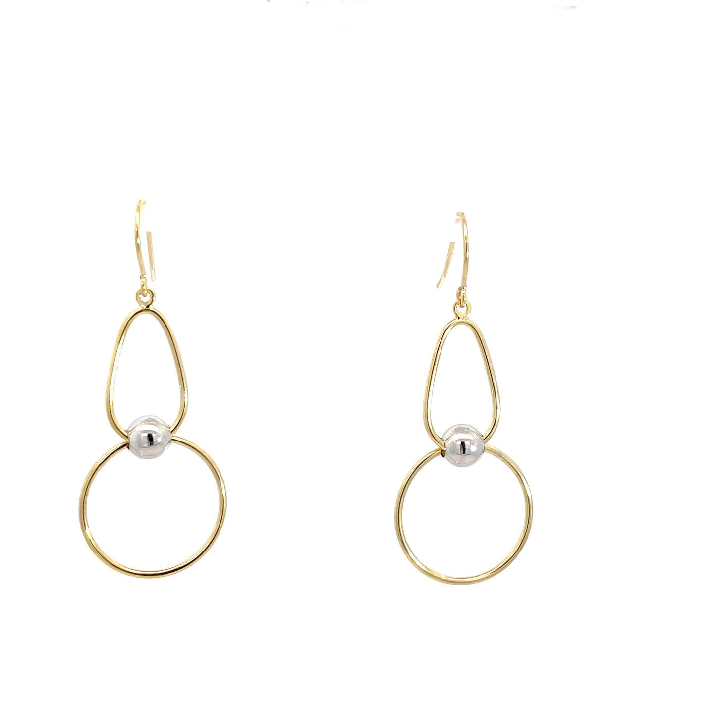 9ct Yellow Gold and Silver Drop Earrings