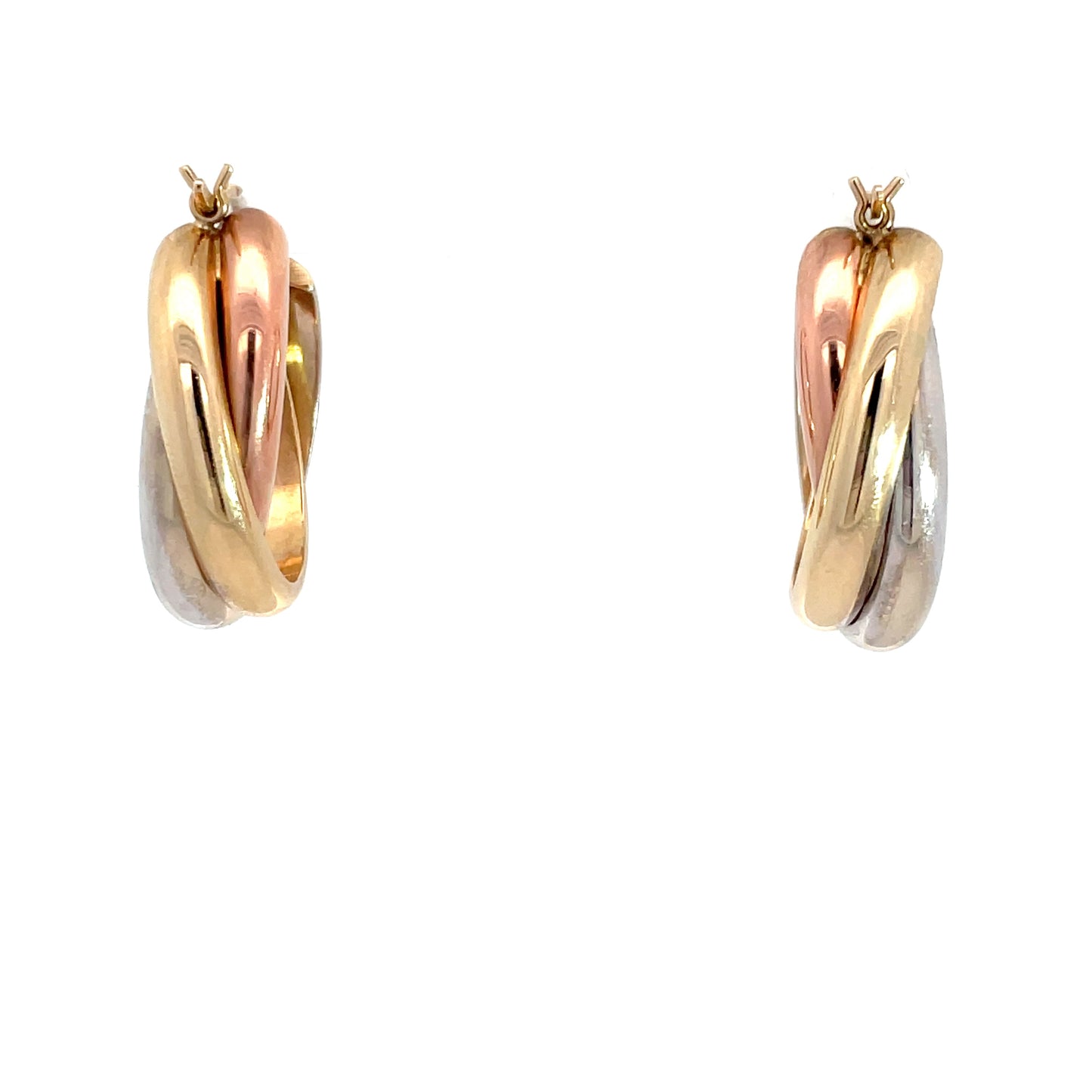 9ct 3 Tone Gold Crossover Earrings