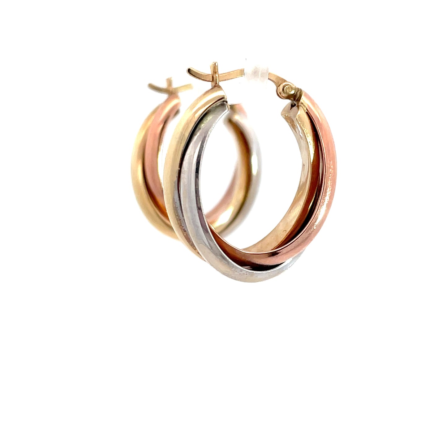 9ct 3 Tone Gold Crossover Earrings