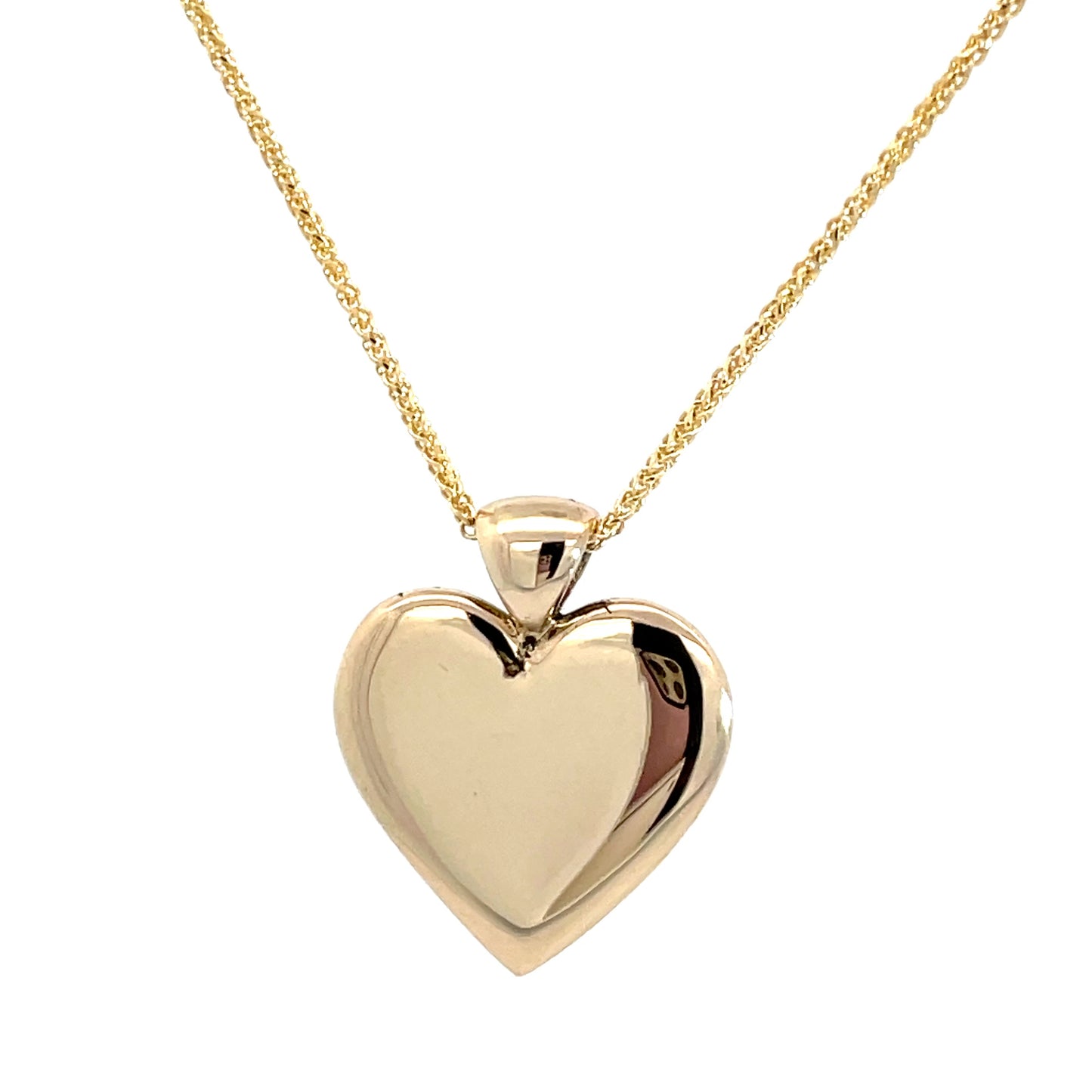 9ct Yellow Gold Solid Heart Pendant and Chain