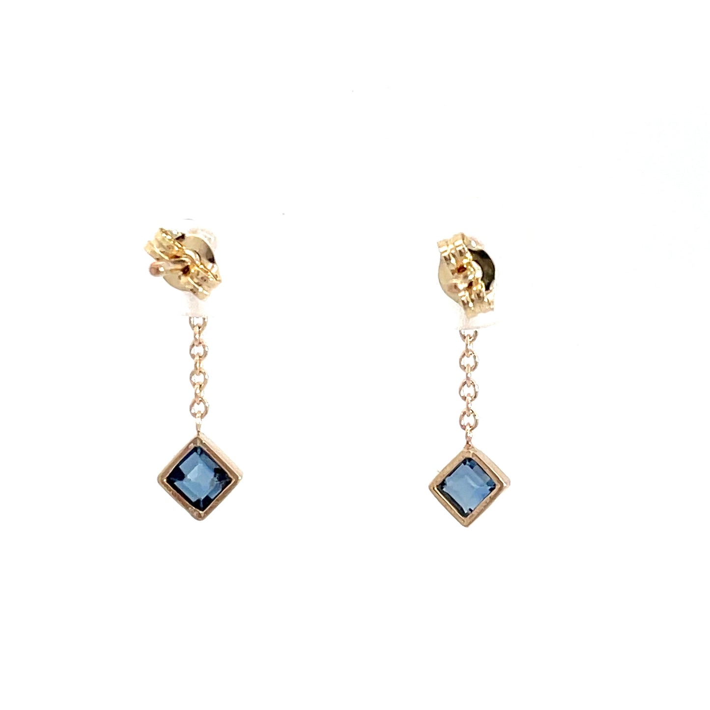 9ct Yellow Gold Diamond and Sapphire Drop Earrings