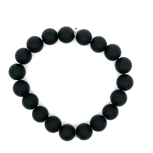 Black Onyx Bead Stretchy Bracelet