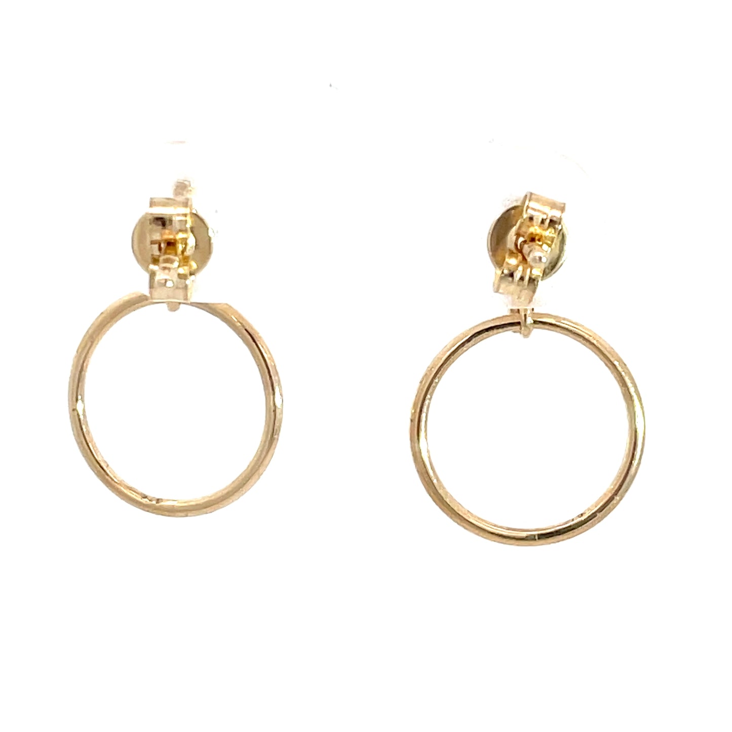 9ct Yellow Gold Diamond Circle Drop Earrings