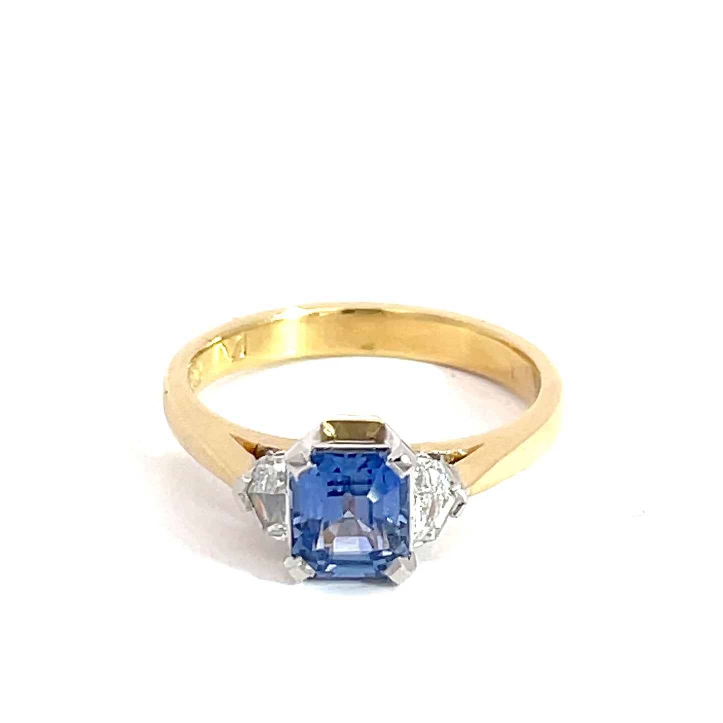 18ct Yellow and White Gold Ceylon Sapphire and Diamond Ring