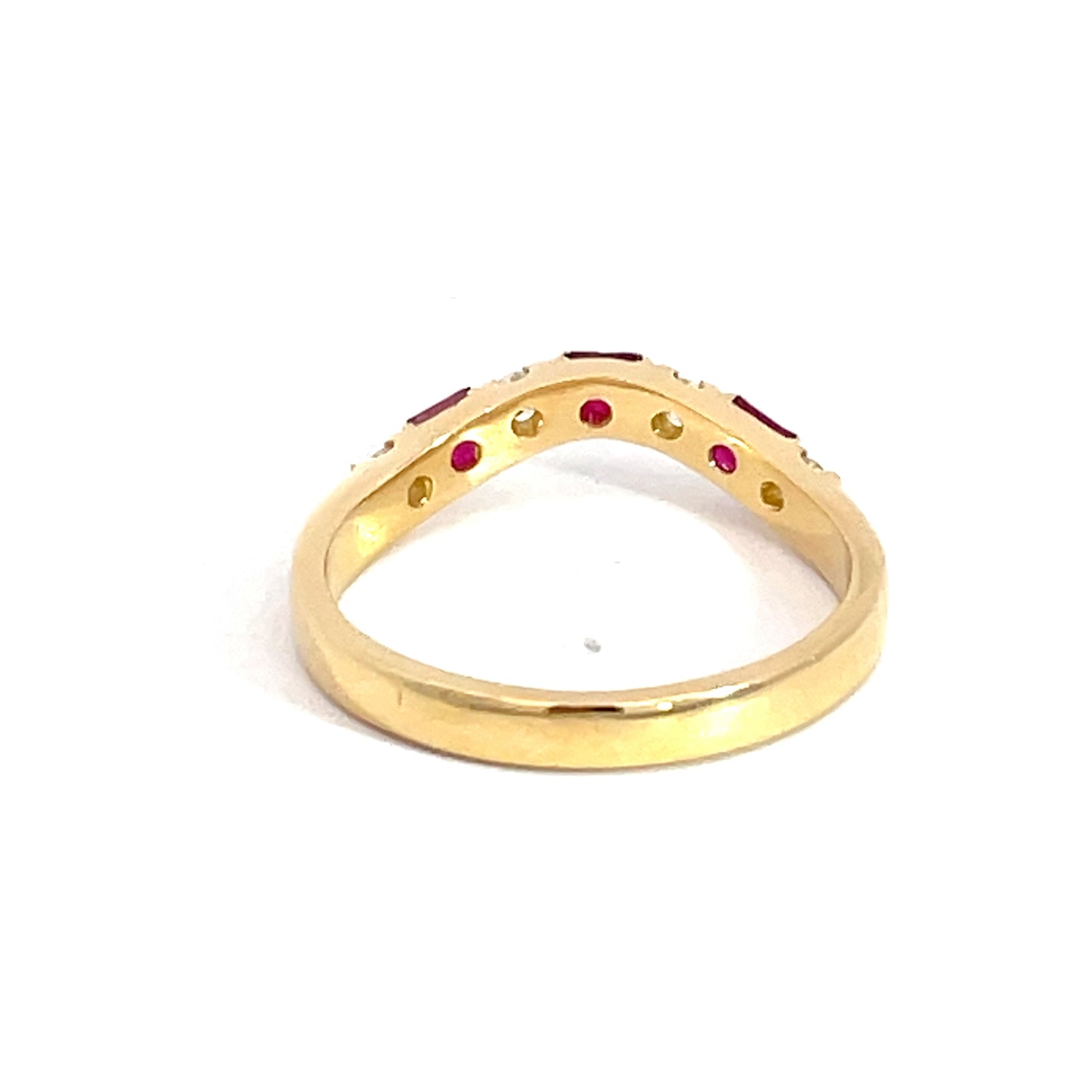 18ct Yellow Gold Square Cut Ruby and Diamond Ring