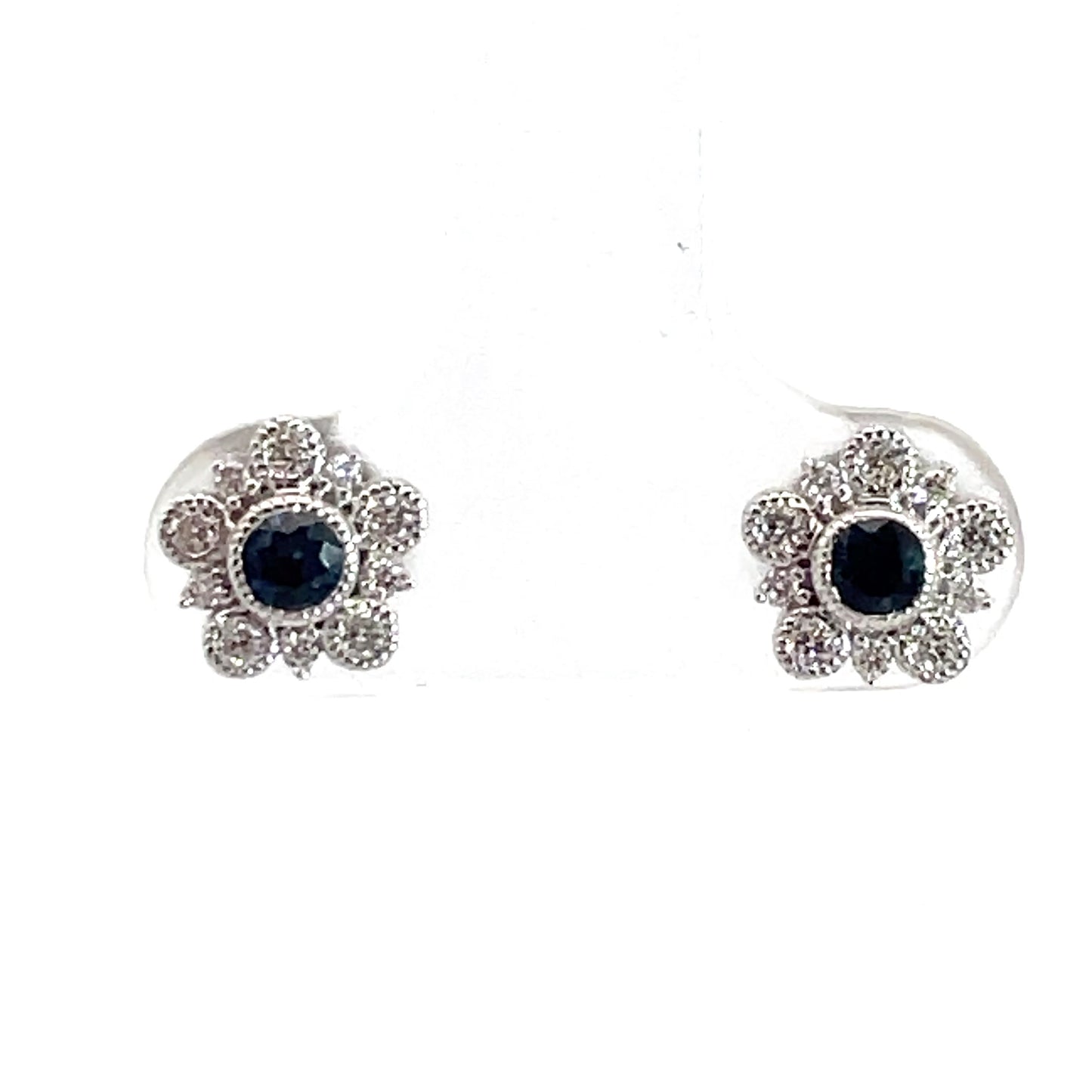 9ct White Gold Sapphire and Diamond Earrings
