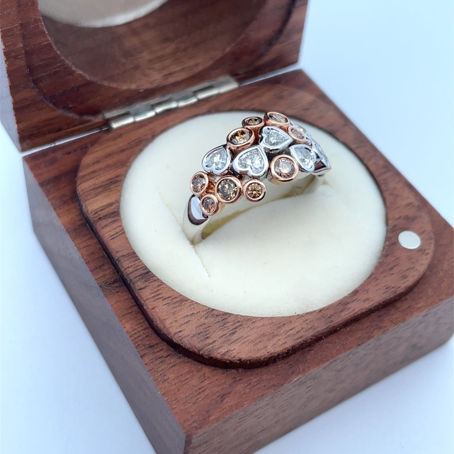 18ct White and Rose Gold Heart Shape Diamond Ring