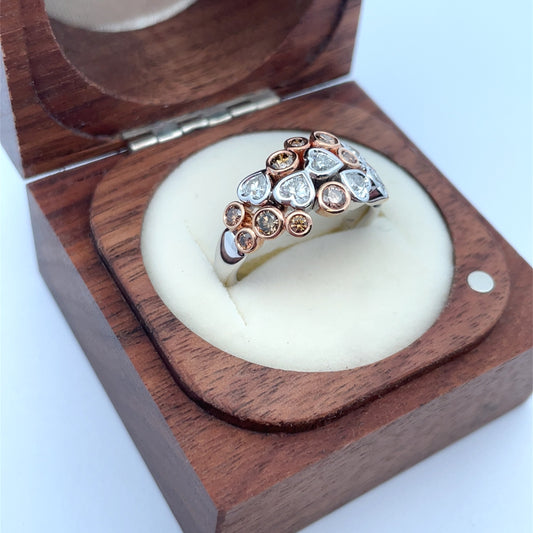 18ct White and Rose Gold Heart Shape Diamond Ring