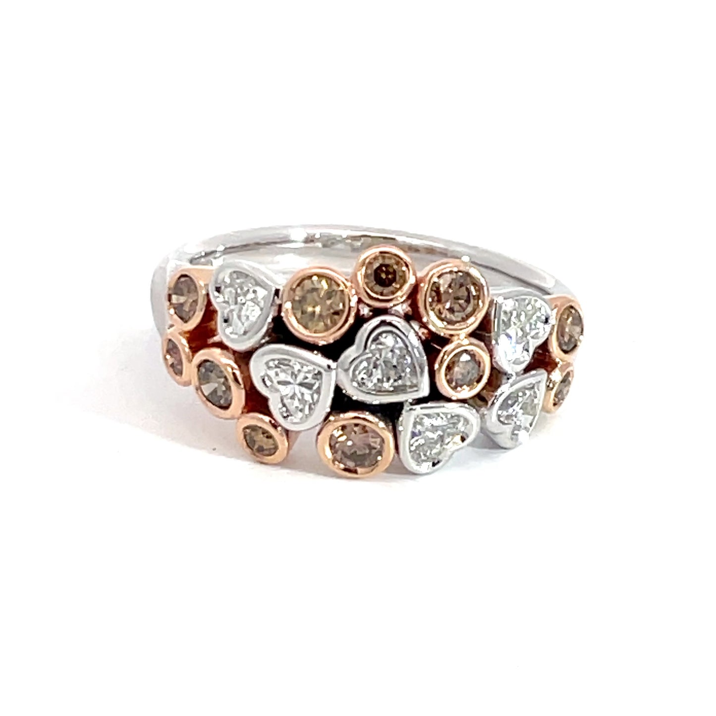 18ct White and Rose Gold Heart Shape Diamond Ring