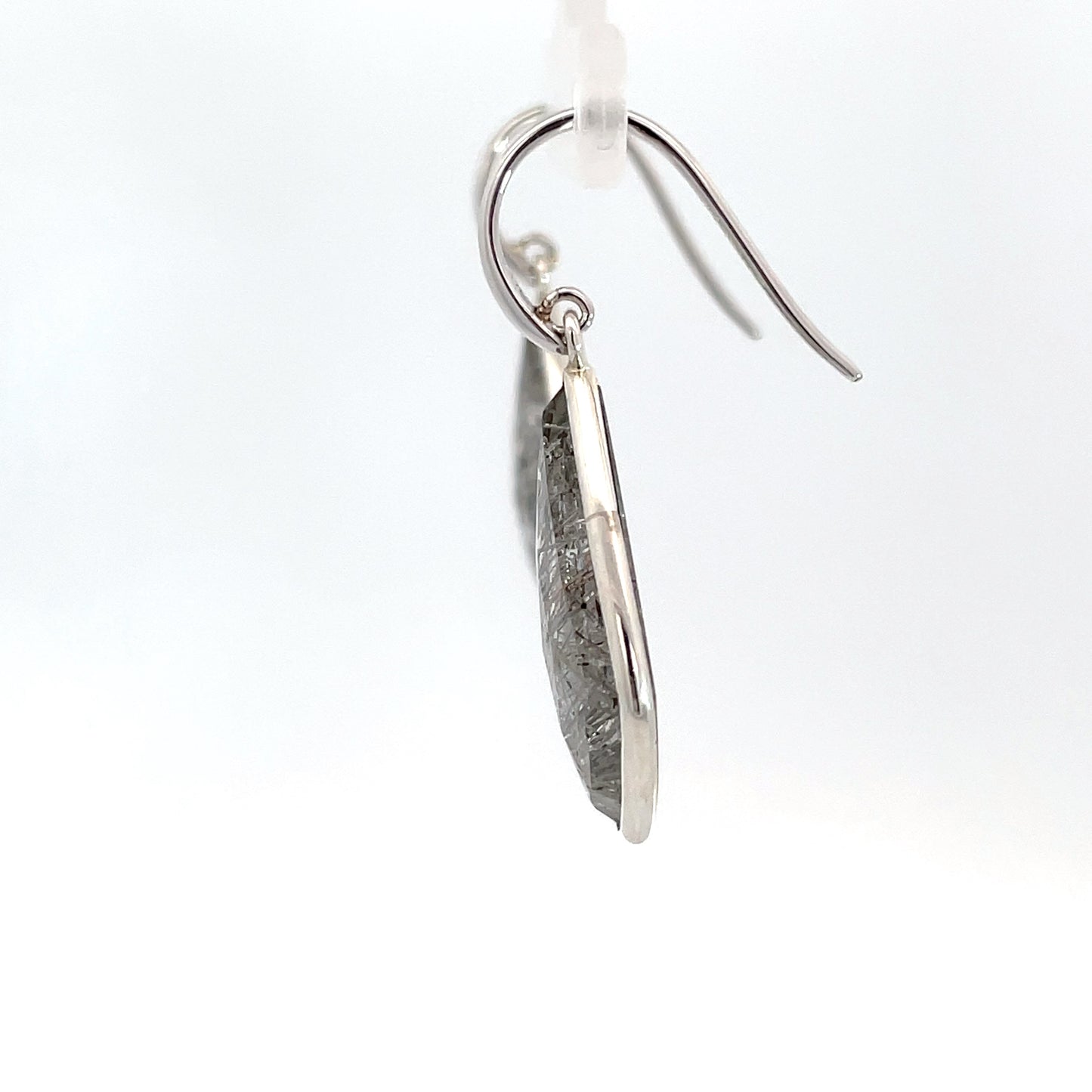 Sterling Silver Black Rutile Quartz Drop Earrings