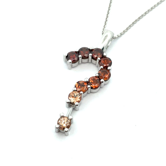 9ct White Gold Zircon Pendant and Chain