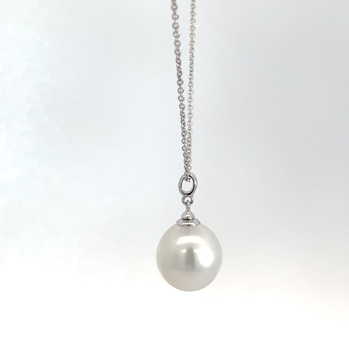 18ct White Gold South Sea Pearl and Diamond Pendant