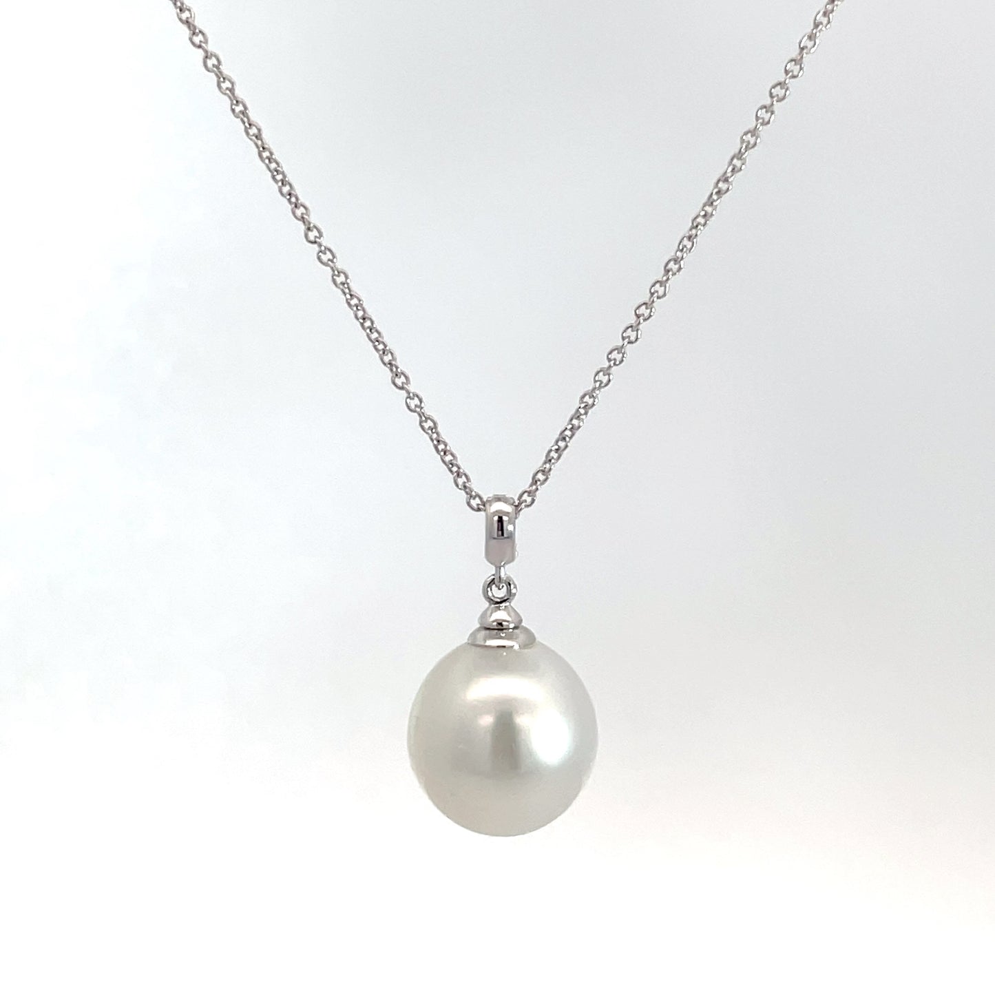 18ct White Gold South Sea Pearl and Diamond Pendant