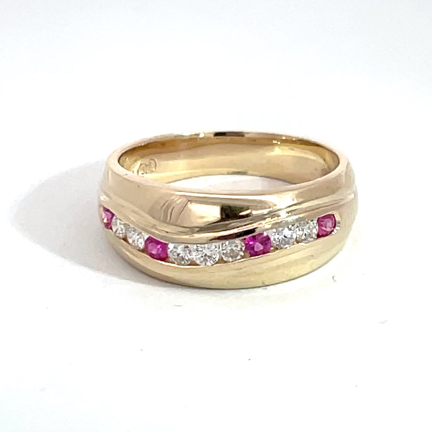 9ct Yellow Gold Pink Sapphire and Diamond Ring