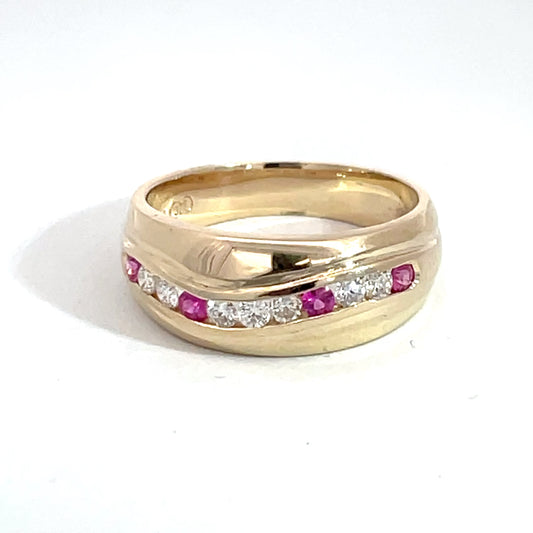 9ct Yellow Gold Pink Sapphire and Diamond Ring