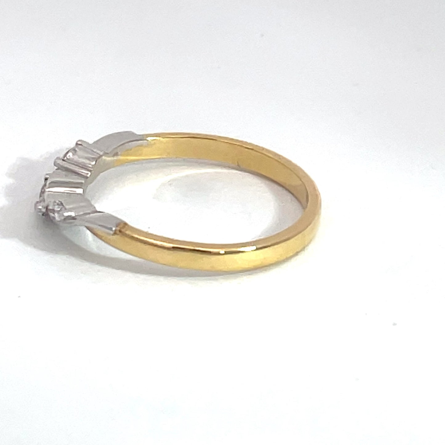 18ct Yellow and White Gold Diamond Curve Band