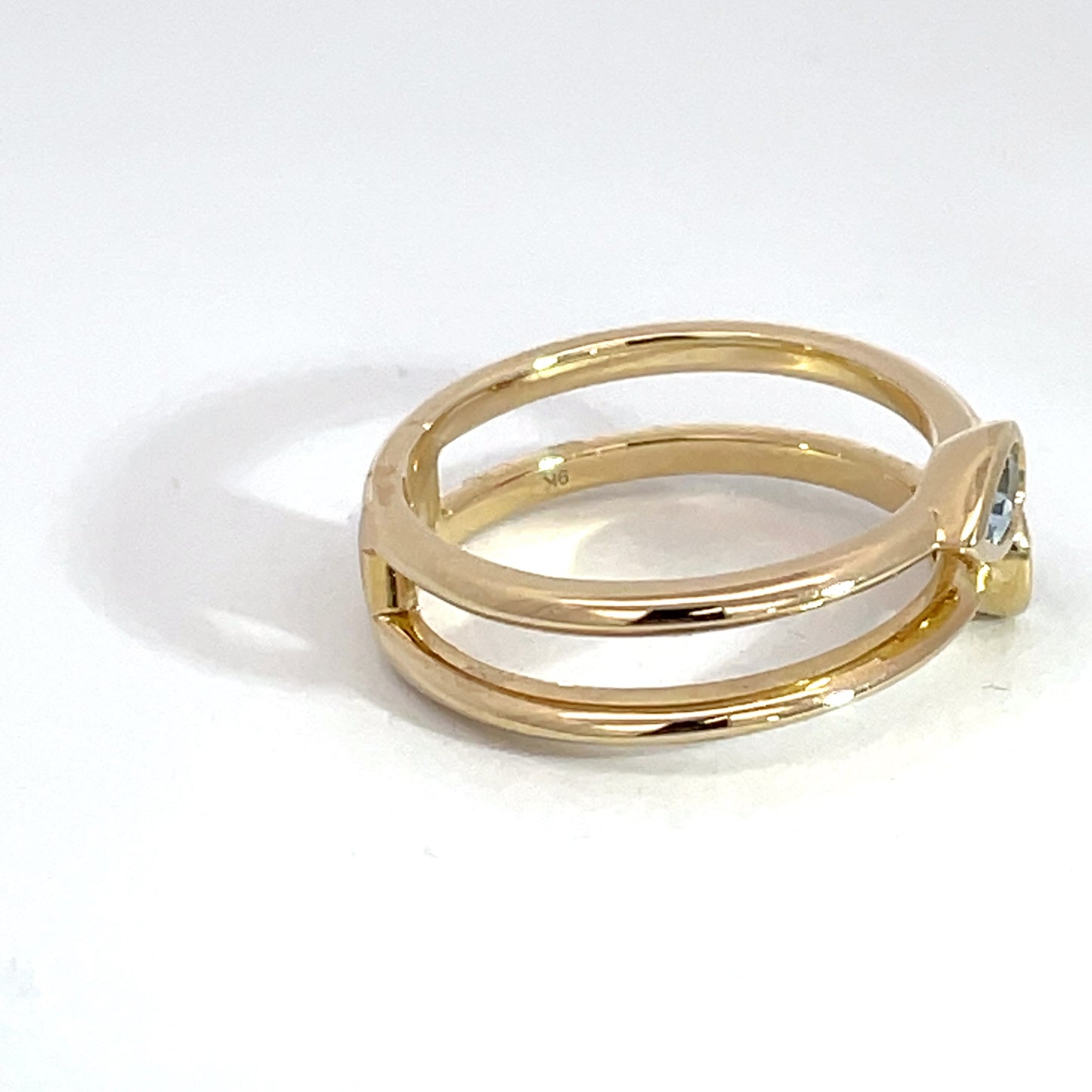 9ct Yellow Gold Garnet and Aquamarine Duo Ring