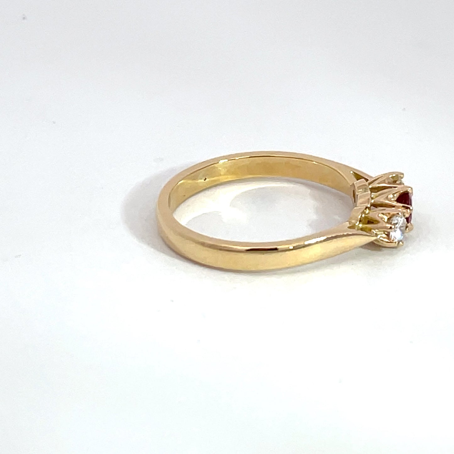 18ct Yellow Gold 3 Stone Ruby and Diamond Ring