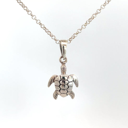 Sterling Silver Turtle Pendant and Chain
