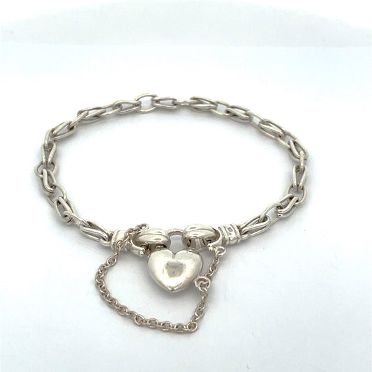 Sterling Silver Bud Wire Bracelet with Heart Locket