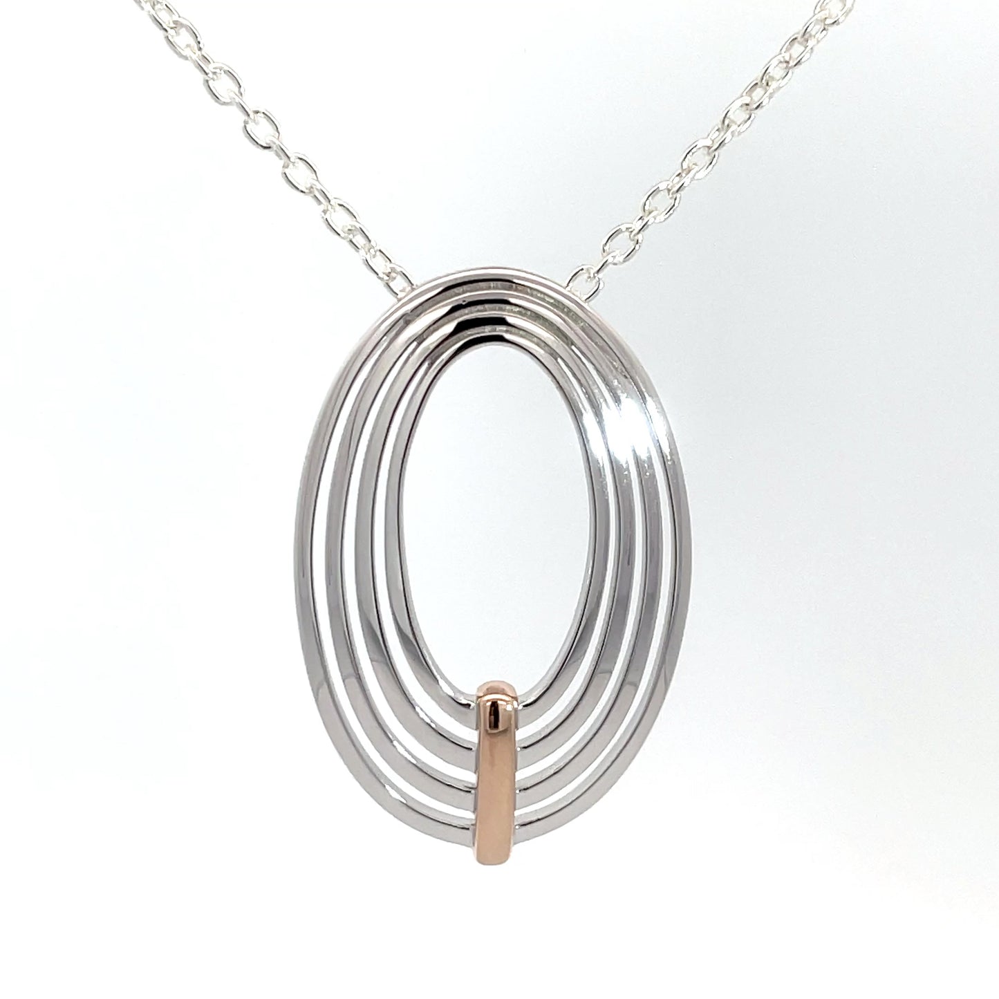Sterling Silver Oval Pendant and Chain