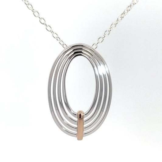 Sterling Silver Oval Pendant and Chain