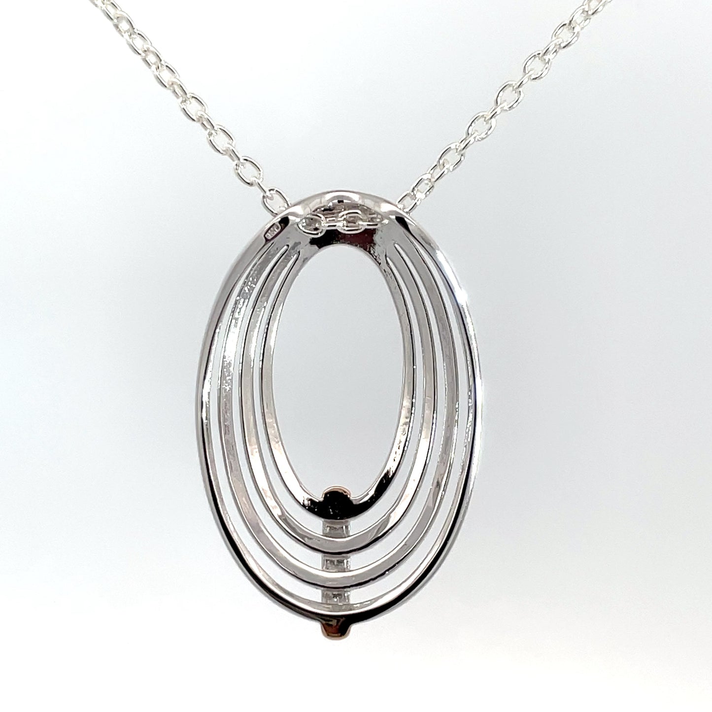Sterling Silver Oval Pendant and Chain