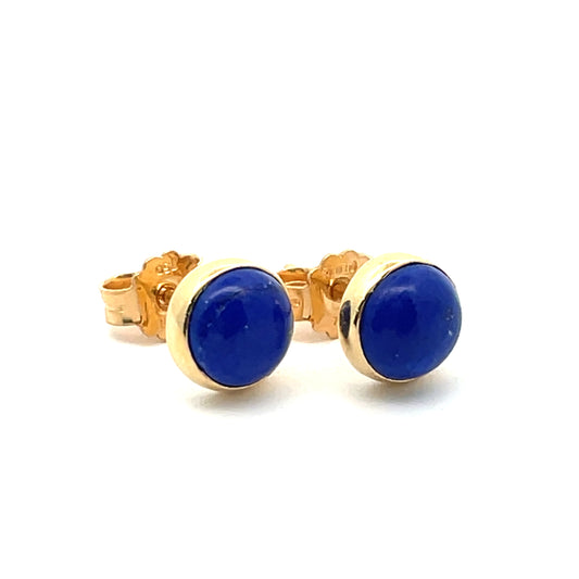 18ct Yellow Gold Lapis Stud Earrings