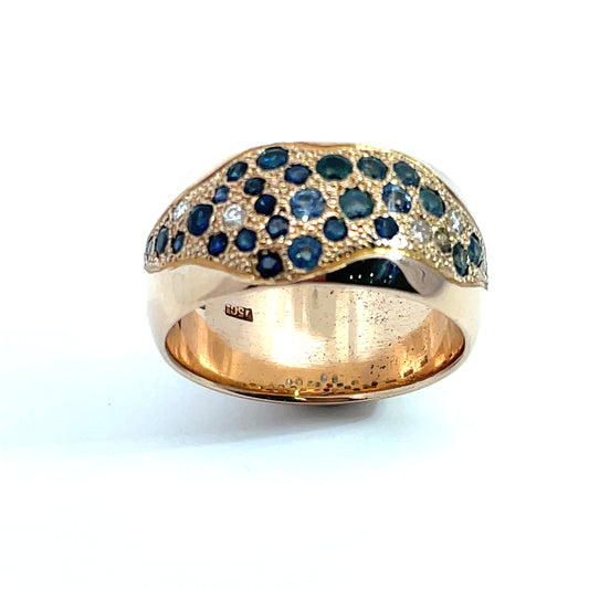 15ct Yellow Gold Sapphire and Diamond Ring Pre Loved
