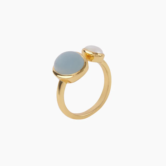 18ct GP Brass Aqua Pearl Ring