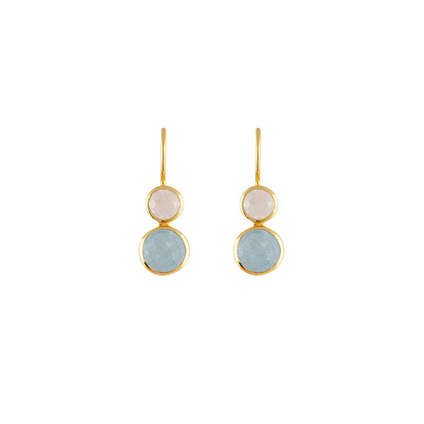 18ct GP Silver/Brass Moonstone Aqua Earrings