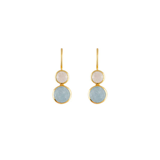18ct GP Silver/Brass Moonstone Aqua Earrings