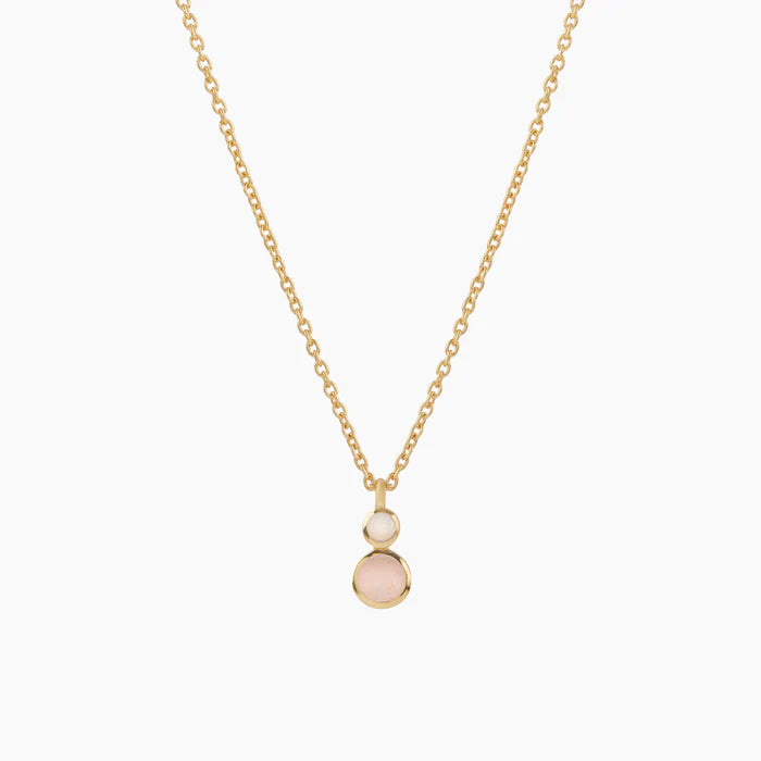 18ct GP Brass Rose Quartz Moonstone Pendant