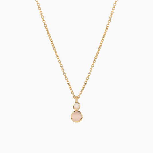 18ct GP Brass Rose Quartz Moonstone Pendant