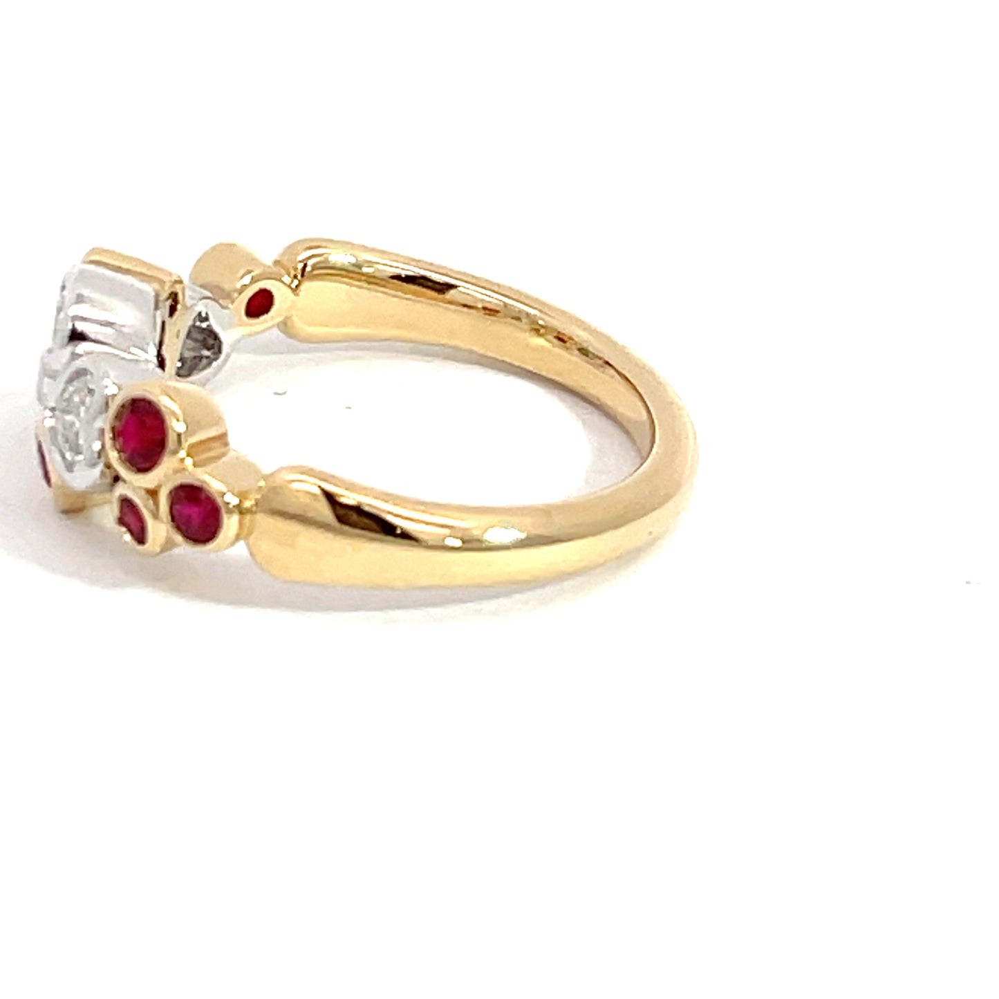18ct Yellow Gold Ruby and Diamond Heart Ring