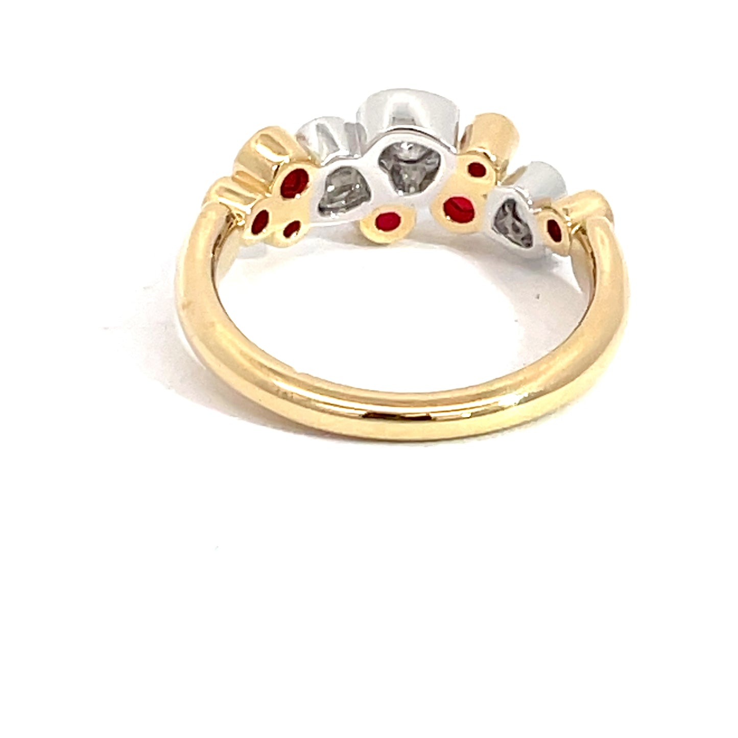 18ct Yellow Gold Ruby and Diamond Heart Ring