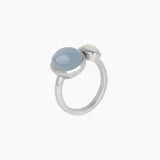 Sterling Silver Aquamarine and Pearl Ring