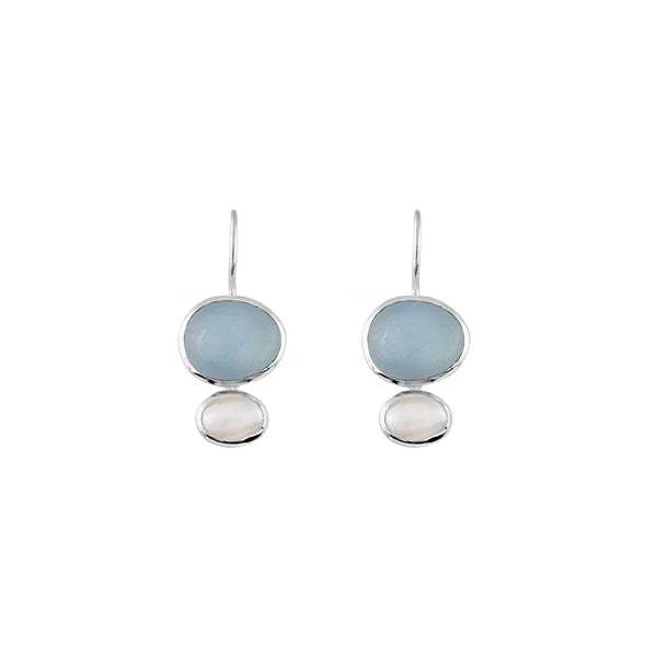 Sterling Silver Aqua and Pearl Earrings